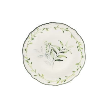 Set de veselă 24 piese alb/verde/porțelan