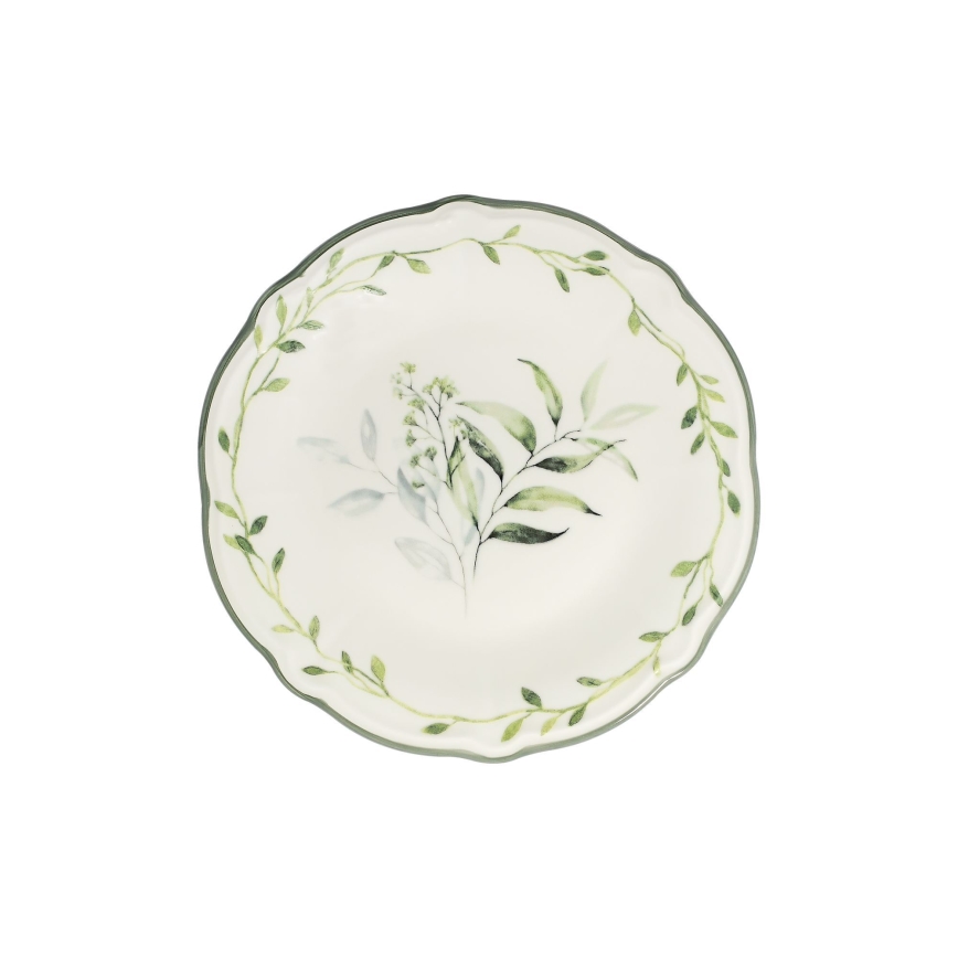 Set de veselă 24 piese alb/verde/porțelan