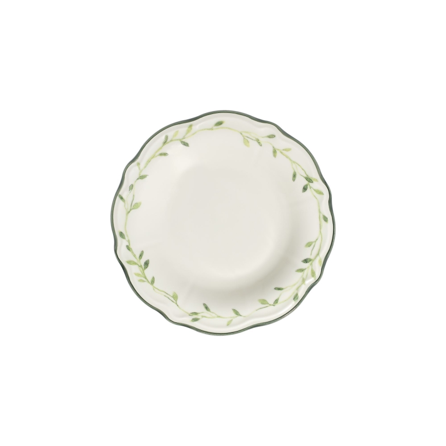 Set de veselă 24 piese alb/verde/porțelan