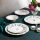 Set de veselă 24 piese, alb/verde/roșu, porțelan