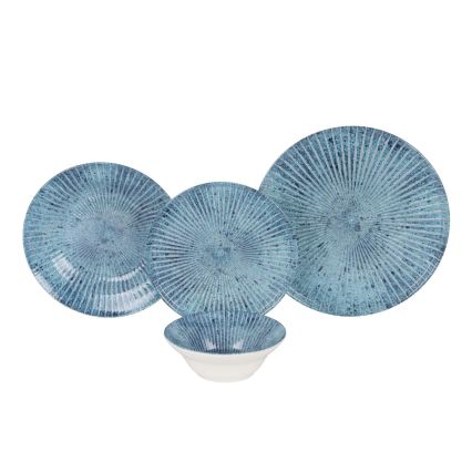 Set de veselă 24 piese albastru/ceramică