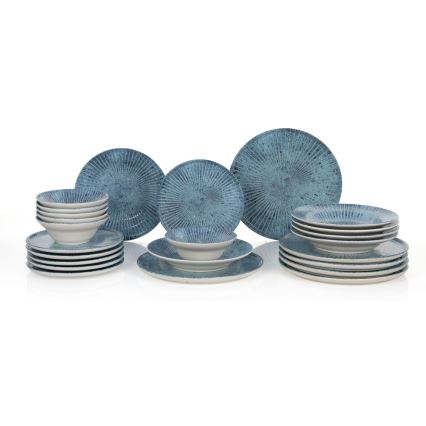 Set de veselă 24 piese albastru/ceramică