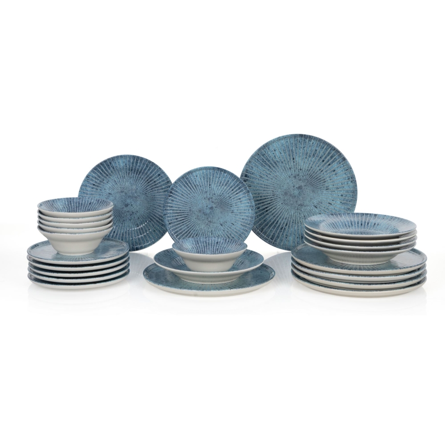 Set de veselă 24 piese albastru/ceramică