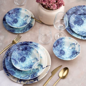 Set de veselă 24 piese albastru/ceramică