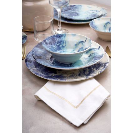 Set de veselă 24 piese albastru/ceramică