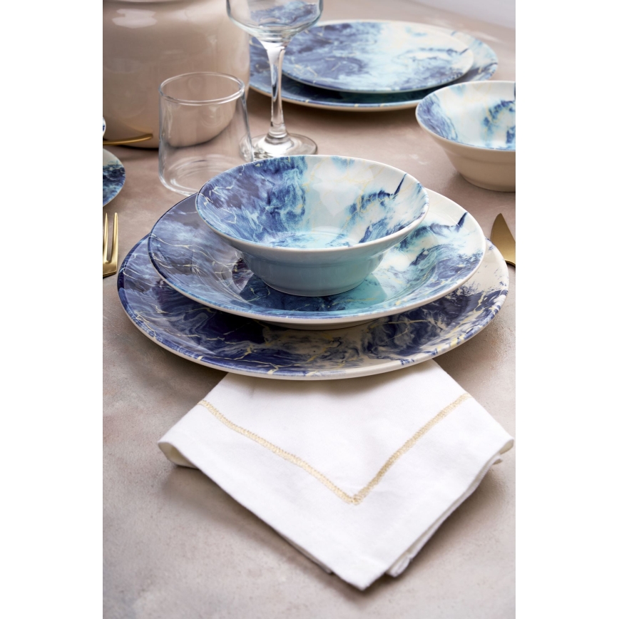 Set de veselă 24 piese albastru/ceramică