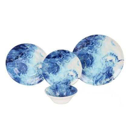 Set de veselă 24 piese albastru/ceramică