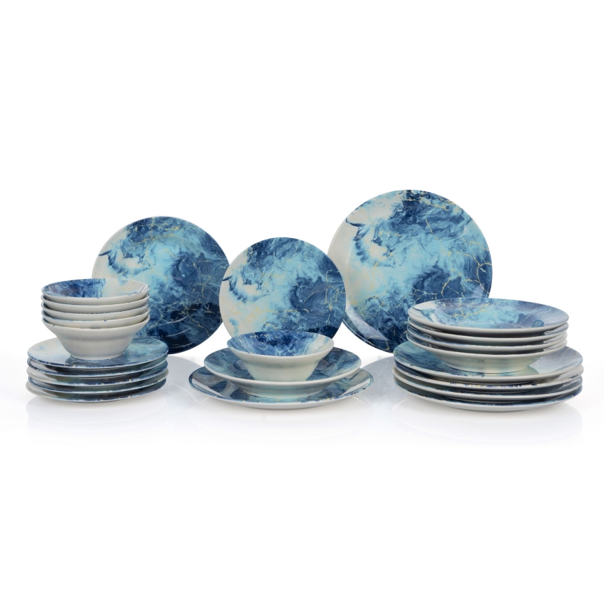 Set de veselă 24 piese albastru/ceramică