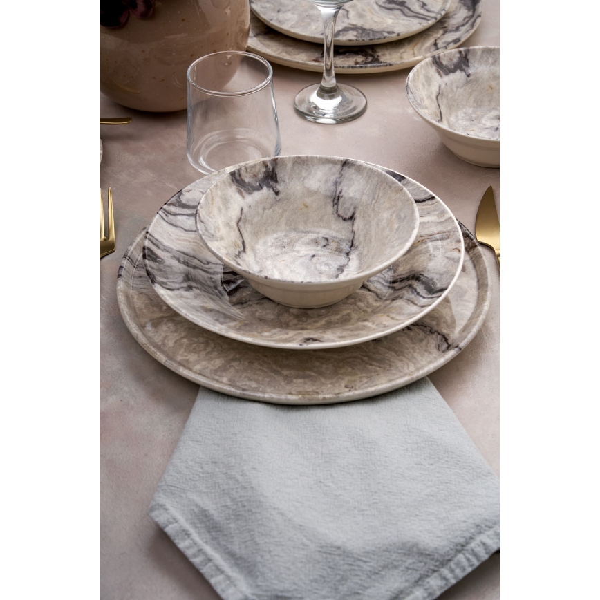 Set de veselă 24 piese, bej/ceramică