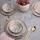 Set de veselă 24 piese, bej/gri, din ceramică