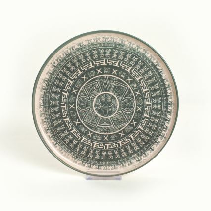 Set de veselă 24 piese, bej/verde, din ceramică stoneware