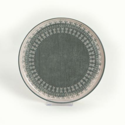 Set de veselă 24 piese, bej/verde, din ceramică stoneware