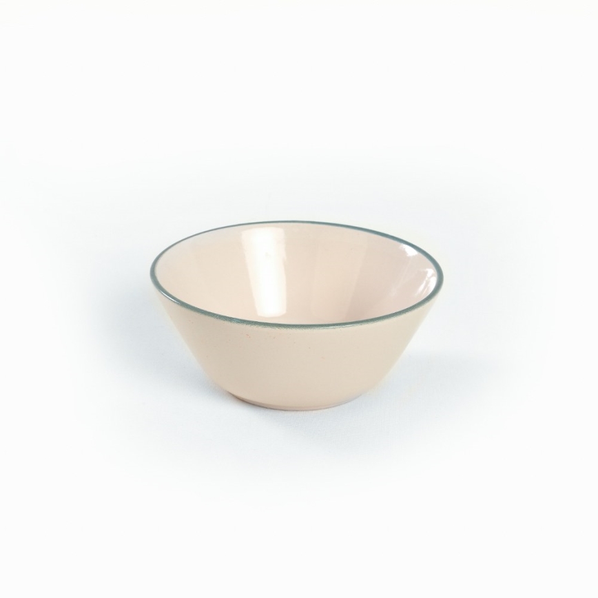 Set de veselă 24 piese, bej/verde, din ceramică stoneware