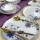 Set de veselă, 24 piese, ceramică, alb/mov