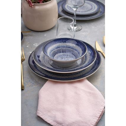 Set de veselă 24 piese, ceramică albastră
