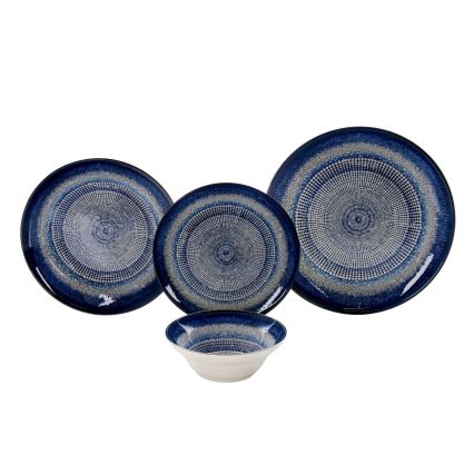 Set de veselă 24 piese, ceramică albastră