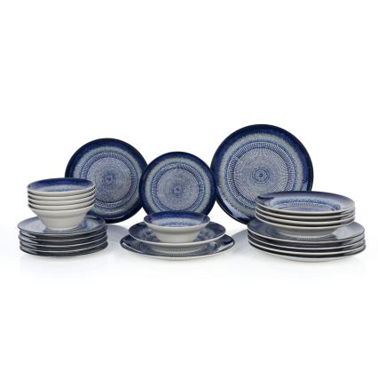 Set de veselă 24 piese, ceramică albastră