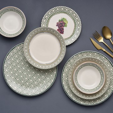 Set de veselă, 24 piese, ceramică, multicolor