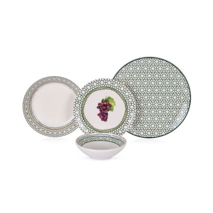 Set de veselă, 24 piese, ceramică, multicolor