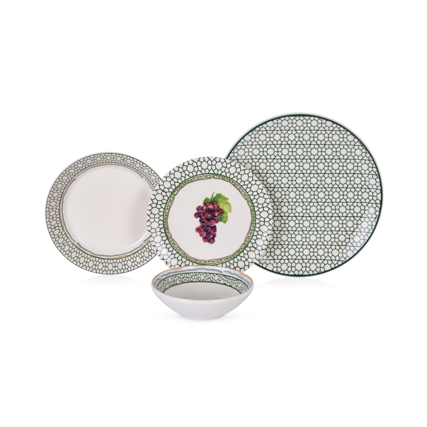 Set de veselă, 24 piese, ceramică, multicolor