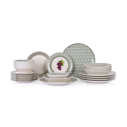 Set de veselă, 24 piese, ceramică, multicolor