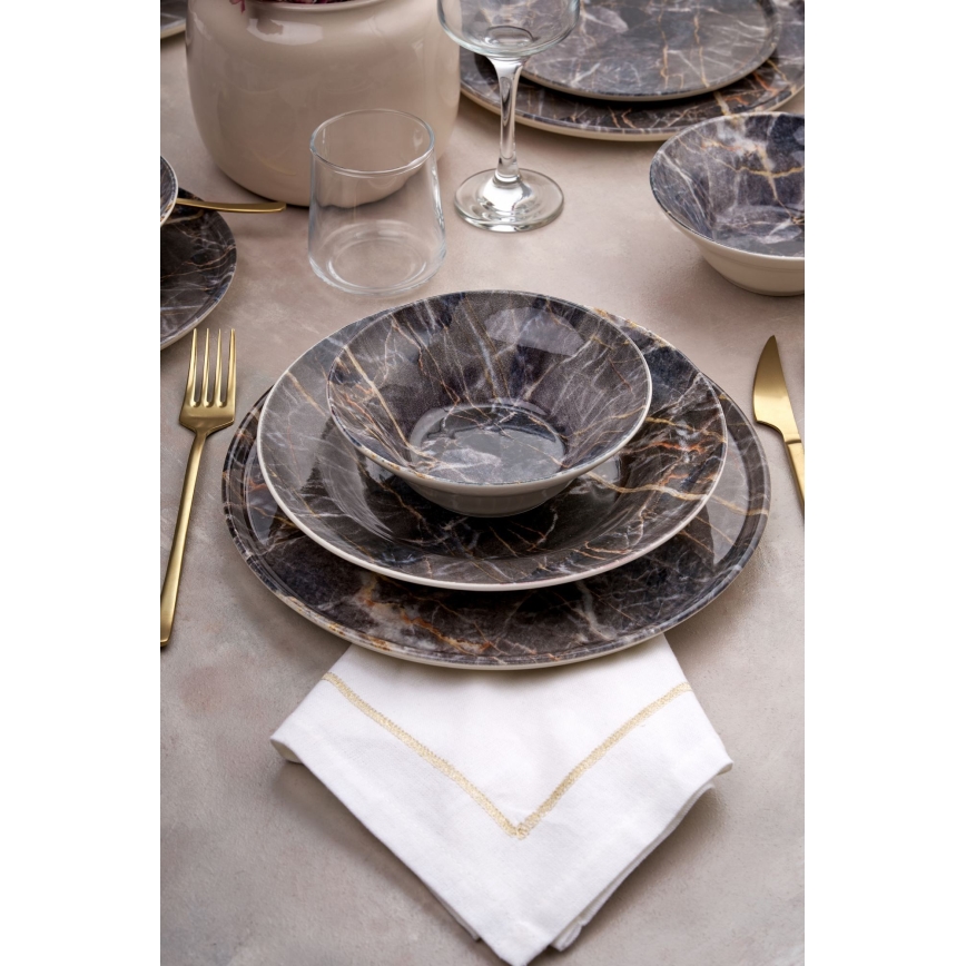 Set de veselă 24 piese, ceramică, multicolor