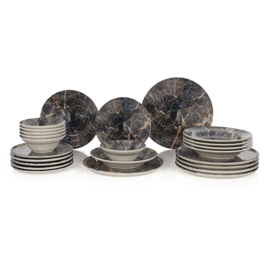 Set de veselă 24 piese, ceramică, multicolor