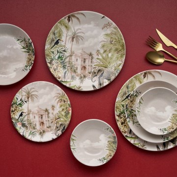Set de veselă, 24 piese, ceramică multicoloră