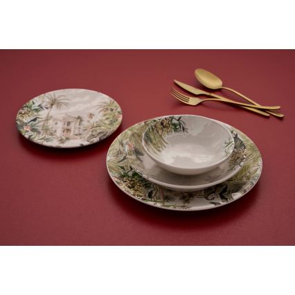 Set de veselă, 24 piese, ceramică multicoloră