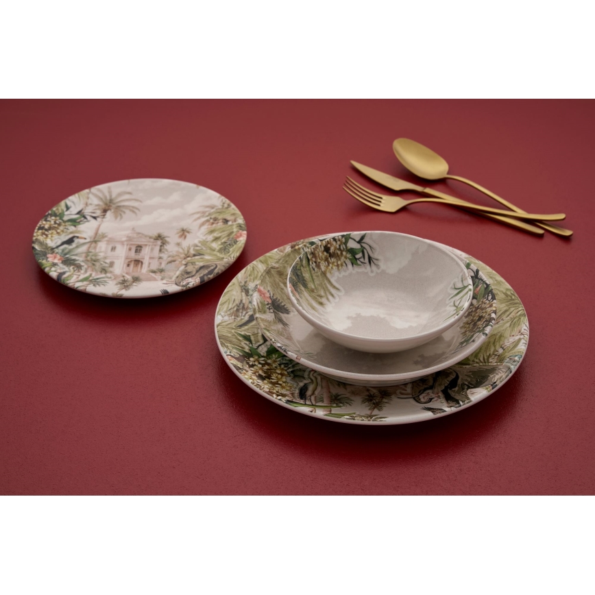 Set de veselă, 24 piese, ceramică multicoloră