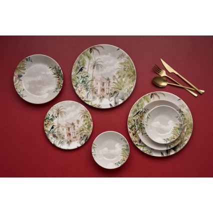 Set de veselă, 24 piese, ceramică multicoloră