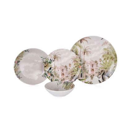 Set de veselă, 24 piese, ceramică multicoloră