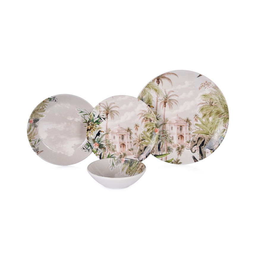 Set de veselă, 24 piese, ceramică multicoloră
