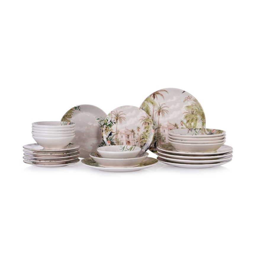 Set de veselă, 24 piese, ceramică multicoloră