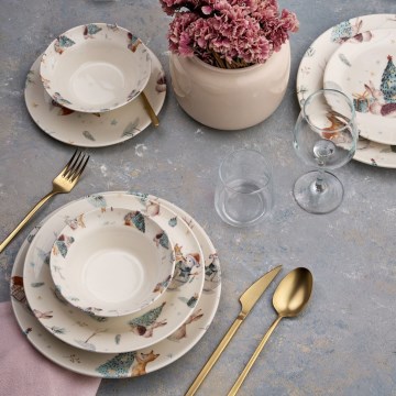 Set de veselă, 24 piese, ceramică multicoloră