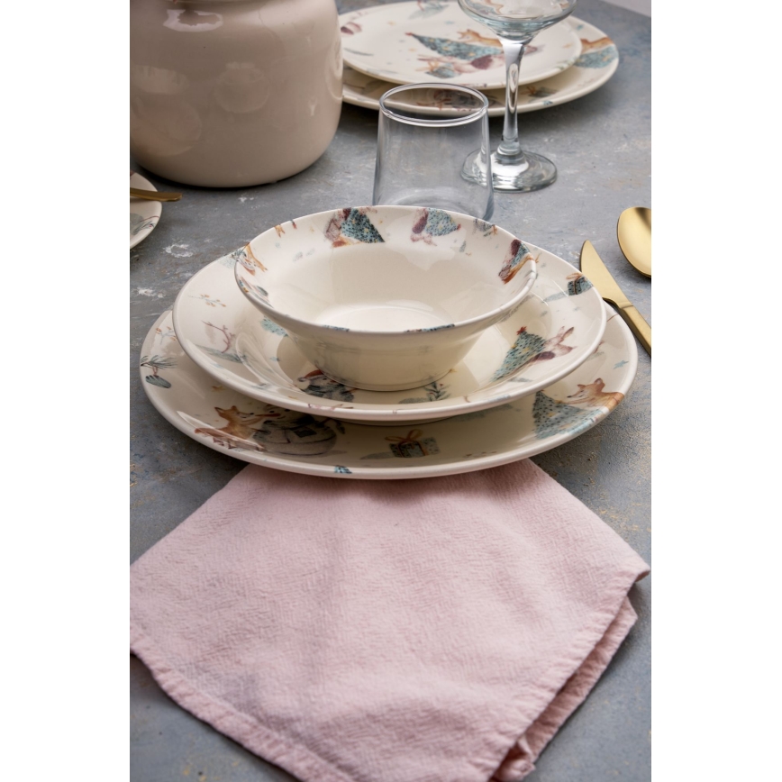 Set de veselă, 24 piese, ceramică multicoloră
