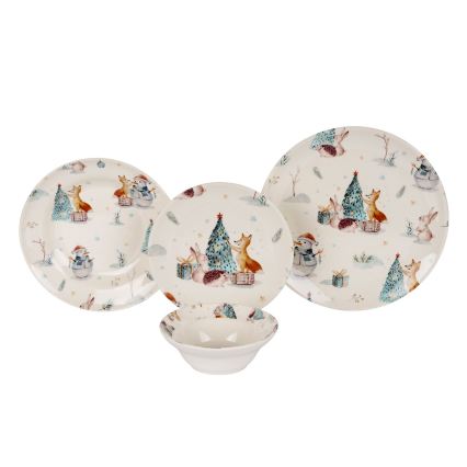 Set de veselă, 24 piese, ceramică multicoloră