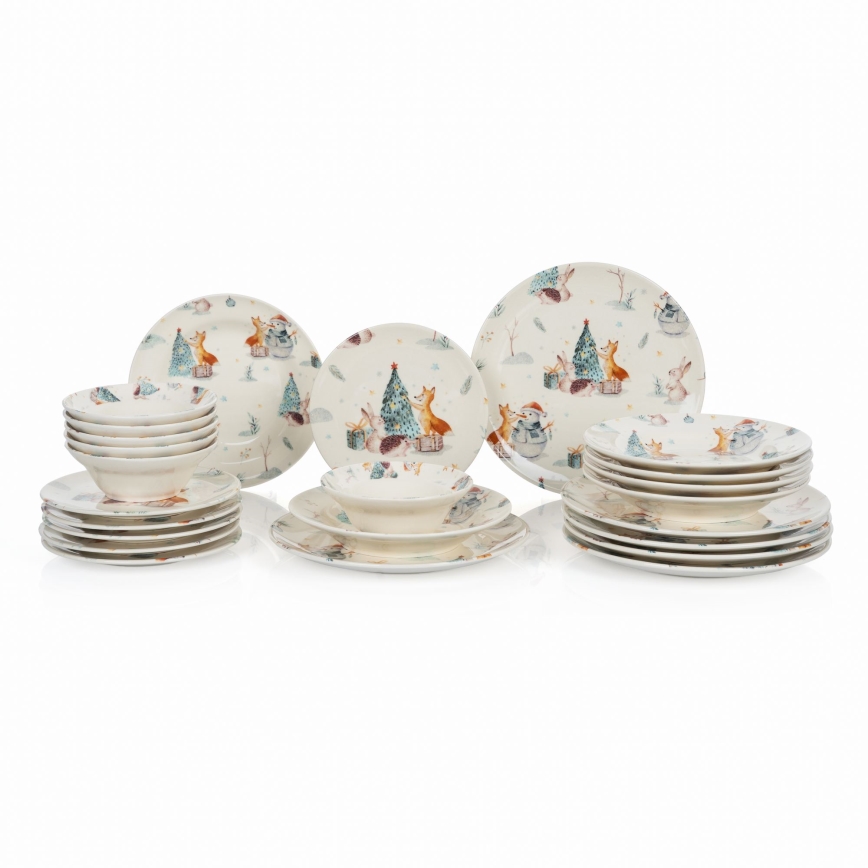 Set de veselă, 24 piese, ceramică multicoloră