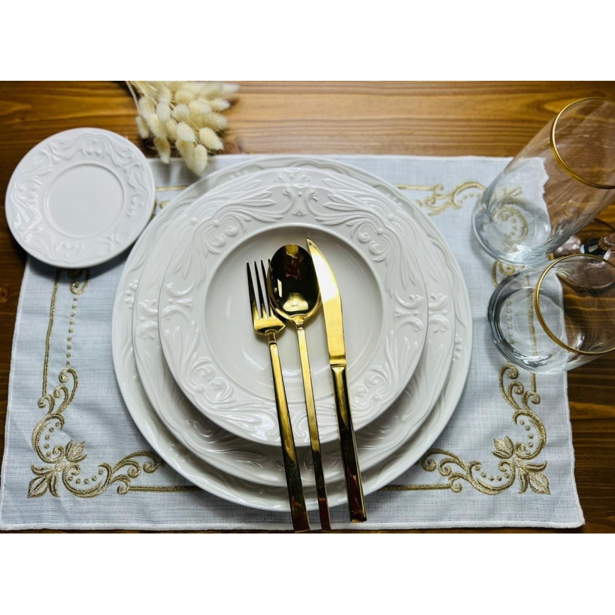 Set de veselă 24 piese crem/ceramică