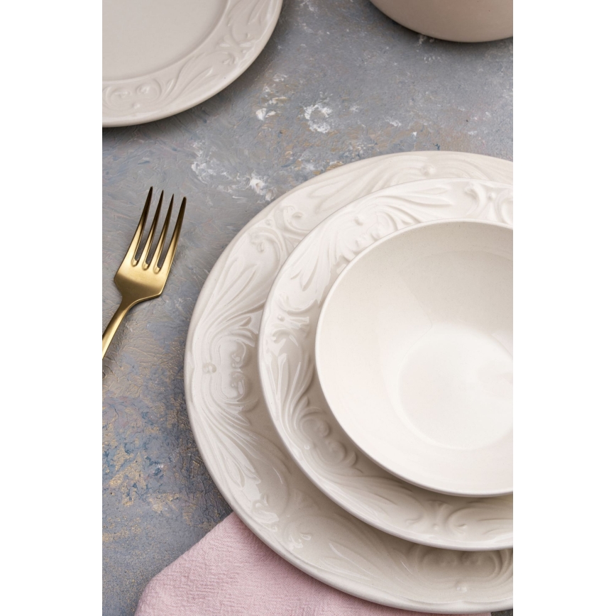 Set de veselă 24 piese crem/ceramică