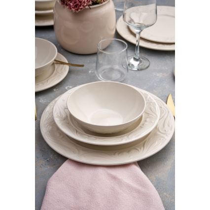 Set de veselă 24 piese crem/ceramică