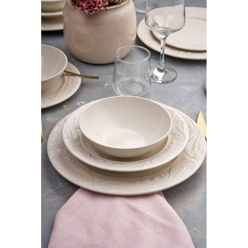 Set de veselă 24 piese crem/ceramică