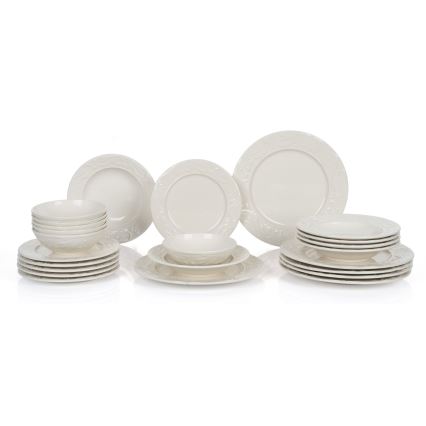 Set de veselă 24 piese crem/ceramică