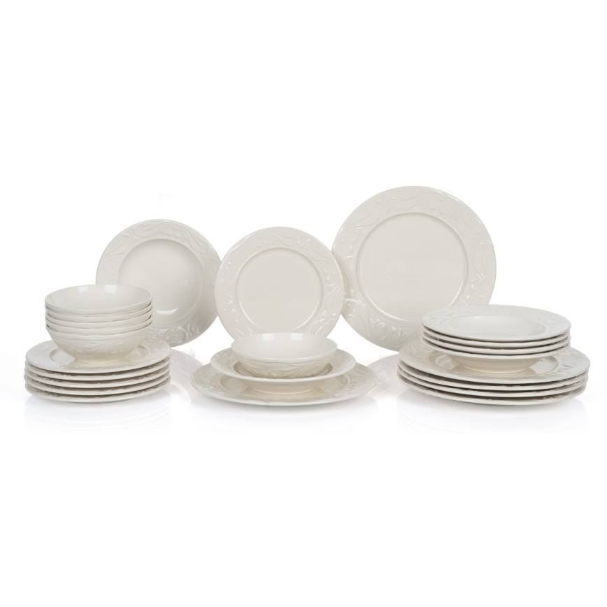 Set de veselă 24 piese crem/ceramică