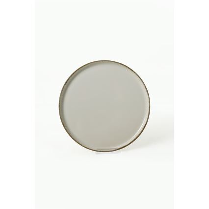 Set de veselă, 24 piese, crem/maro, din ceramică