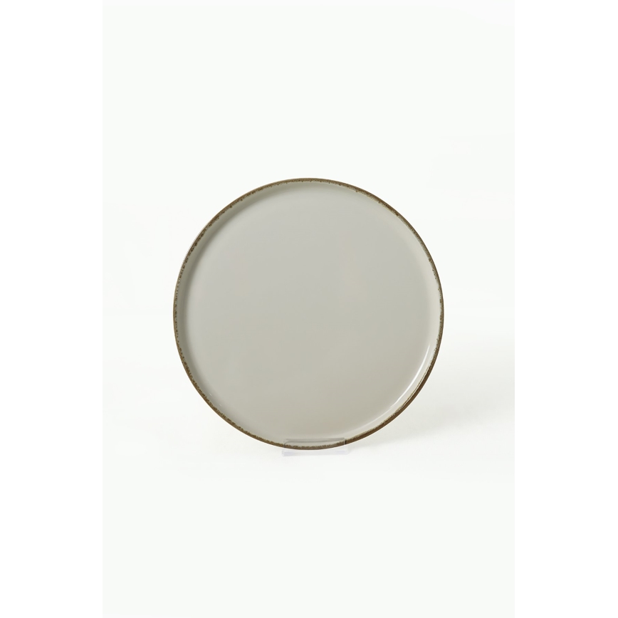 Set de veselă, 24 piese, crem/maro, din ceramică