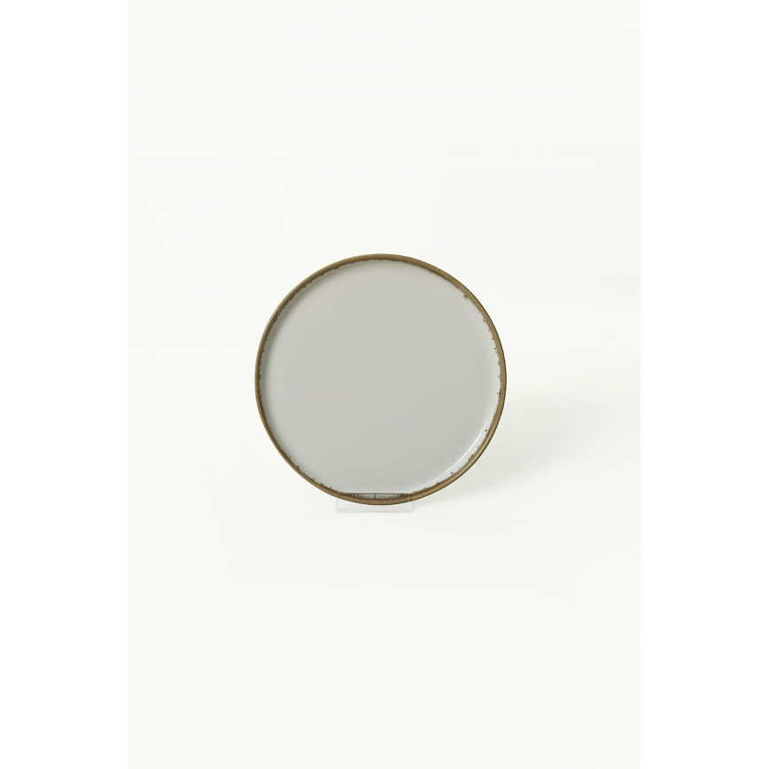 Set de veselă, 24 piese, crem/maro, din ceramică