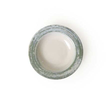 Set de veselă 24 piese, crem/verde, ceramică