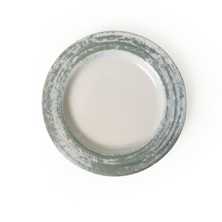 Set de veselă 24 piese, crem/verde, ceramică