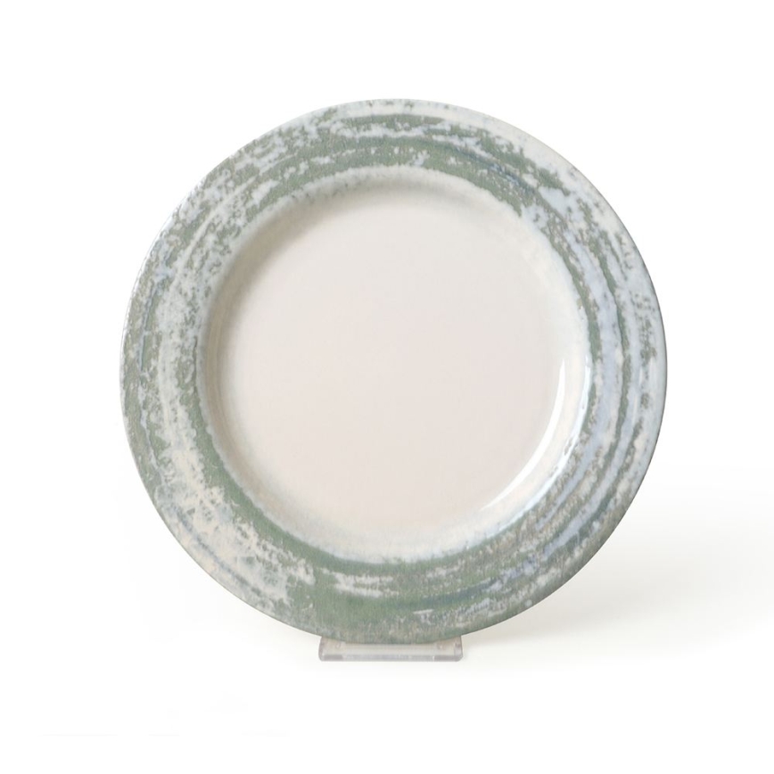 Set de veselă 24 piese, crem/verde, ceramică